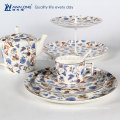 Elegancia, azul, porcelana, dinnerware, té, desierto, placa